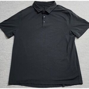 Lululemon Mens Short Sleeve Polo Shirt Black Golf Athletic Top Size Large
